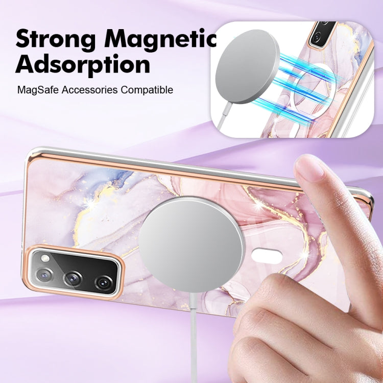 For Samsung Galaxy S20 FE 5G&4G / S20 Lite / S20 Fan Edition Marble Pattern Dual-side IMD Magsafe TPU Phone Case(Rose Gold 005) by buy2fix