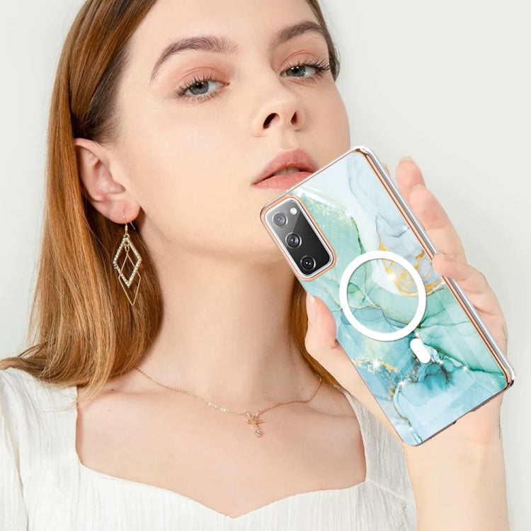 For Samsung Galaxy S20 FE 5G&4G / S20 Lite / S20 Fan Edition Marble Pattern Dual-side IMD Magsafe TPU Phone Case(Green 003) by buy2fix