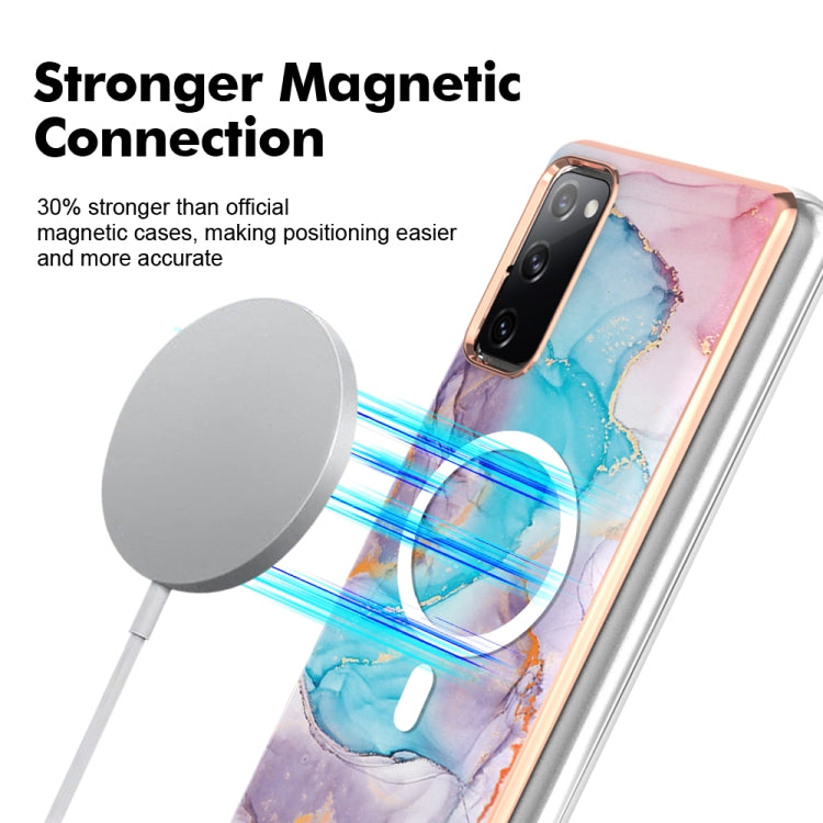 For Samsung Galaxy S20 FE 5G&4G / S20 Lite / S20 Fan Edition Marble Pattern Dual-side IMD Magsafe TPU Phone Case(Blue Marble) - Galaxy S20 FE Cases by buy2fix | Online Shopping UK | buy2fix