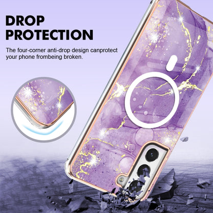 For Samsung Galaxy S21 FE 5G Marble Pattern Dual-side IMD Magsafe TPU Phone Case(Purple 002) - Galaxy Phone Cases by buy2fix | Online Shopping UK | buy2fix