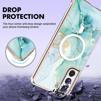 For Samsung Galaxy S21 FE 5G Marble Pattern Dual-side IMD Magsafe TPU Phone Case(Green 003) - Galaxy Phone Cases by buy2fix | Online Shopping UK | buy2fix