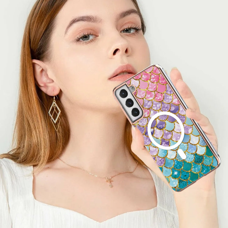 For Samsung Galaxy S21 FE 5G Marble Pattern Dual-side IMD Magsafe TPU Phone Case(Colorful Scales) - Galaxy Phone Cases by buy2fix | Online Shopping UK | buy2fix