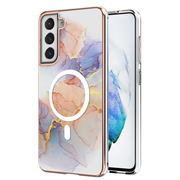 For Samsung Galaxy S21 FE 5G Marble Pattern Dual-side IMD Magsafe TPU Phone Case(White Marble) - Galaxy Phone Cases by buy2fix | Online Shopping UK | buy2fix