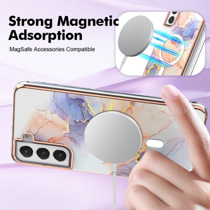 For Samsung Galaxy S21 FE 5G Marble Pattern Dual-side IMD Magsafe TPU Phone Case(White Marble) - Galaxy Phone Cases by buy2fix | Online Shopping UK | buy2fix