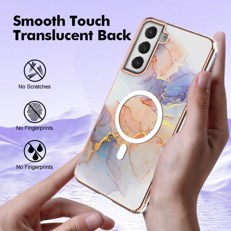 For Samsung Galaxy S21 FE 5G Marble Pattern Dual-side IMD Magsafe TPU Phone Case(White Marble) - Galaxy Phone Cases by buy2fix | Online Shopping UK | buy2fix