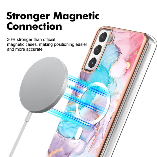 For Samsung Galaxy S21 FE 5G Marble Pattern Dual-side IMD Magsafe TPU Phone Case(Blue Marble) by buy2fix