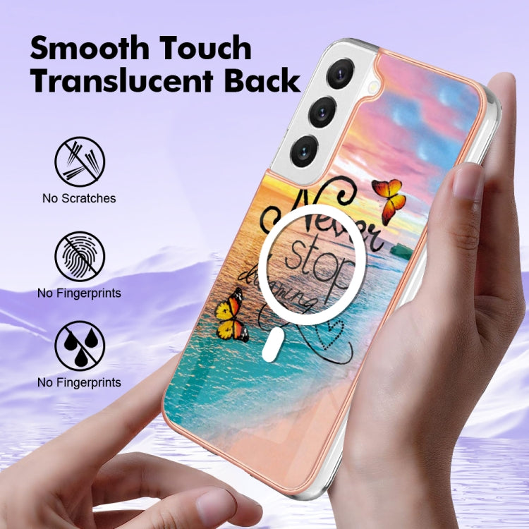 For Samsung Galaxy S22 5G Marble Pattern Dual-side IMD Magsafe TPU Phone Case(Dream Butterfly) - Galaxy S22 5G Cases by buy2fix | Online Shopping UK | buy2fix