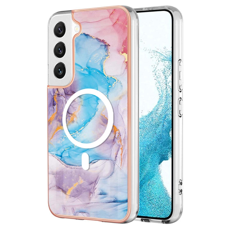 For Samsung Galaxy S22+ 5G Marble Pattern Dual-side IMD Magsafe TPU Phone Case(Blue Marble) - Galaxy S22+ 5G Cases by buy2fix | Online Shopping UK | buy2fix