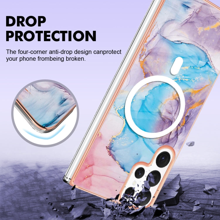 For Samsung Galaxy S22 Ultra 5G Marble Pattern Dual-side IMD Magsafe TPU Phone Case(Blue Marble) - Galaxy S22 Ultra 5G Cases by buy2fix | Online Shopping UK | buy2fix