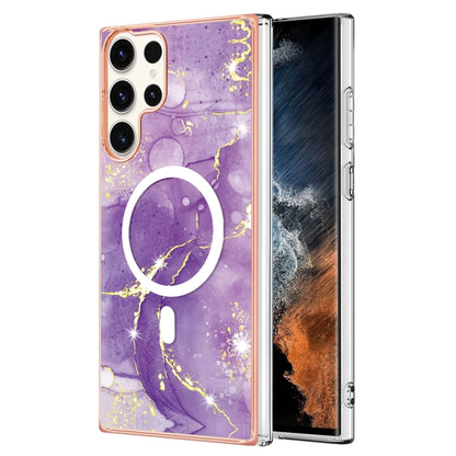 For Samsung Galaxy S23 Ultra 5G Marble Pattern Dual-side IMD Magsafe TPU Phone Case(Purple 002) - Galaxy S23 Ultra 5G Cases by buy2fix | Online Shopping UK | buy2fix