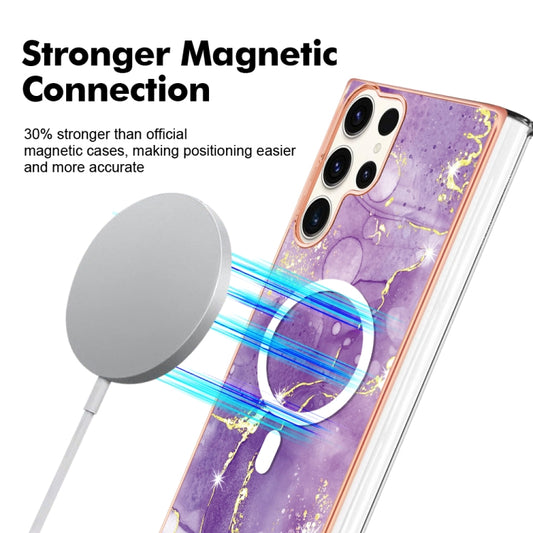 For Samsung Galaxy S23 Ultra 5G Marble Pattern Dual-side IMD Magsafe TPU Phone Case(Purple 002) by buy2fix