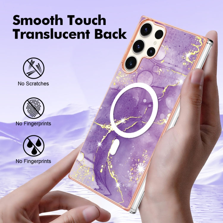 For Samsung Galaxy S23 Ultra 5G Marble Pattern Dual-side IMD Magsafe TPU Phone Case(Purple 002) - Galaxy S23 Ultra 5G Cases by buy2fix | Online Shopping UK | buy2fix