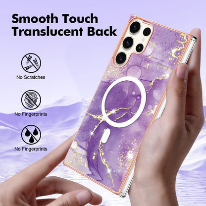 For Samsung Galaxy S23 Ultra 5G Marble Pattern Dual-side IMD Magsafe TPU Phone Case(Purple 002) - Galaxy S23 Ultra 5G Cases by buy2fix | Online Shopping UK | buy2fix