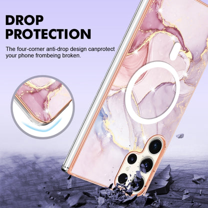 For Samsung Galaxy S23 Ultra 5G Marble Pattern Dual-side IMD Magsafe TPU Phone Case(Rose Gold 005) - Galaxy S23 Ultra 5G Cases by buy2fix | Online Shopping UK | buy2fix