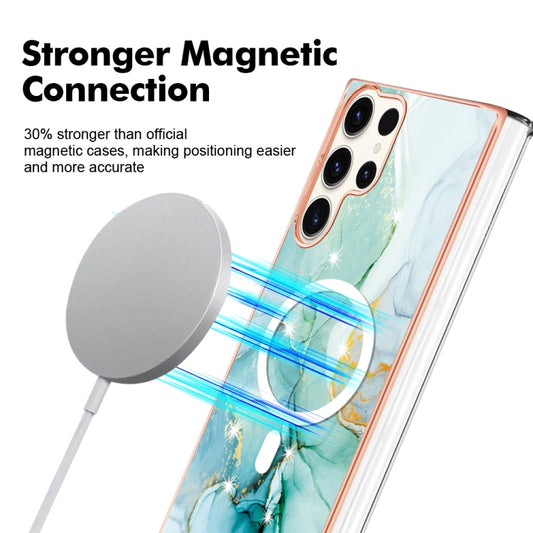For Samsung Galaxy S23 Ultra 5G Marble Pattern Dual-side IMD Magsafe TPU Phone Case(Green 003) by buy2fix