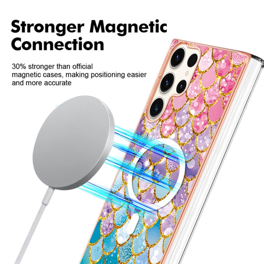 For Samsung Galaxy S23 Ultra 5G Marble Pattern Dual-side IMD Magsafe TPU Phone Case(Colorful Scales) by buy2fix