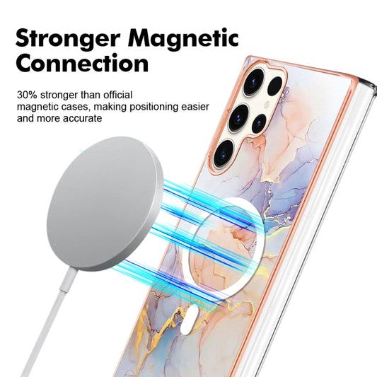 For Samsung Galaxy S23 Ultra 5G Marble Pattern Dual-side IMD Magsafe TPU Phone Case(White Marble) by buy2fix