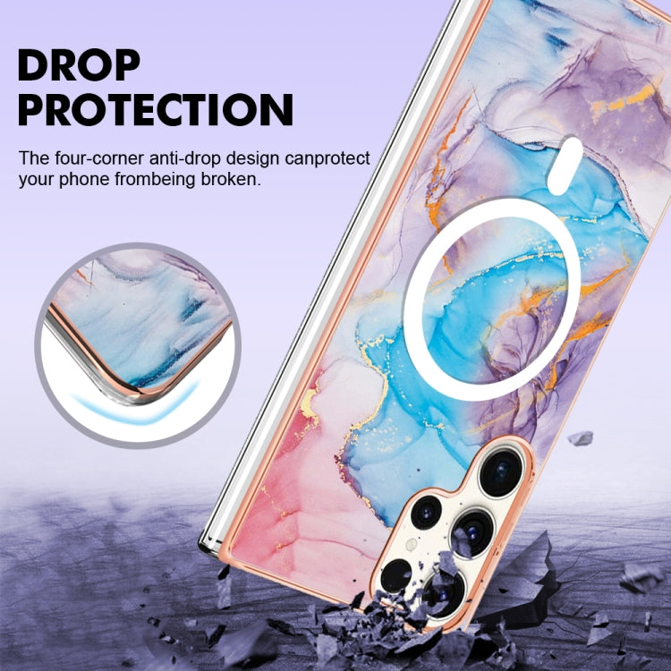 For Samsung Galaxy S23 Ultra 5G Marble Pattern Dual-side IMD Magsafe TPU Phone Case(Blue Marble) - Galaxy S23 Ultra 5G Cases by buy2fix | Online Shopping UK | buy2fix