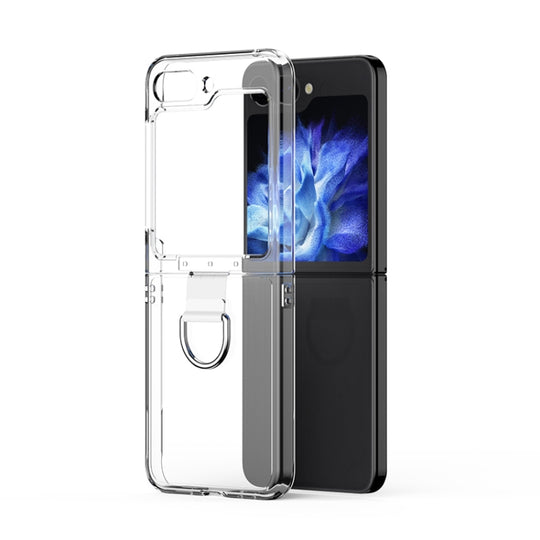 For Samsung Galaxy Z Flip5 Skin Feel PC Foldable Phone Case with Ring(Transparent)
