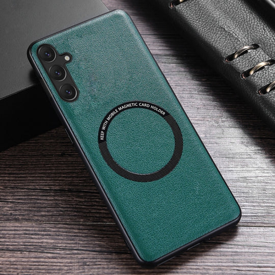 For Samsung Galaxy A35 MagSafe Magnetic PU Phone Case(Green)