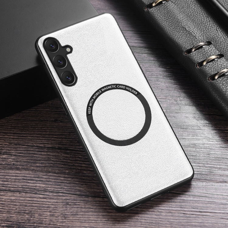 For Samsung Galaxy A35 MagSafe Magnetic PU Phone Case(White) by buy2fix