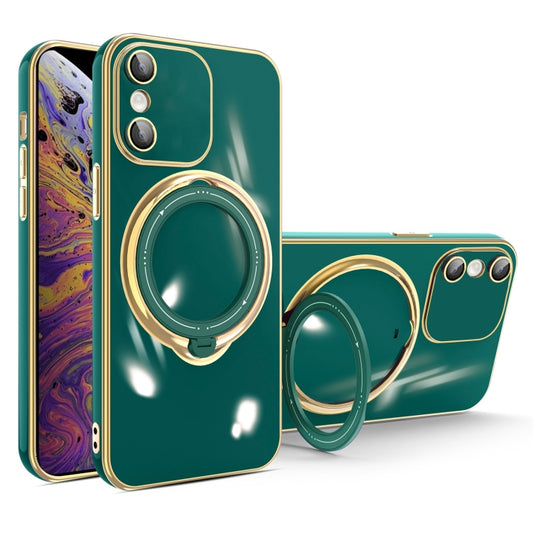 For iPhone XS Max Multifunction Electroplating MagSafe Holder Phone Case(Dark Green) by buy2fix