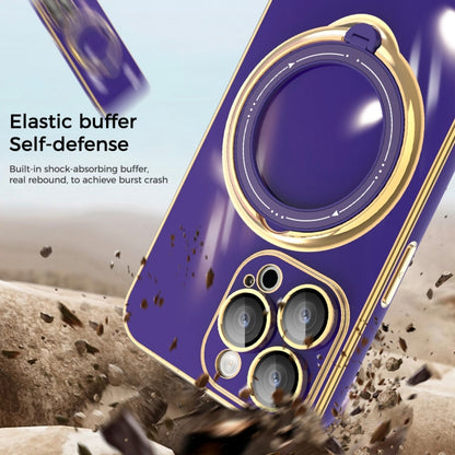 For iPhone 12 Multifunction Electroplating MagSafe Holder Phone Case(Dark Purple) by buy2fix