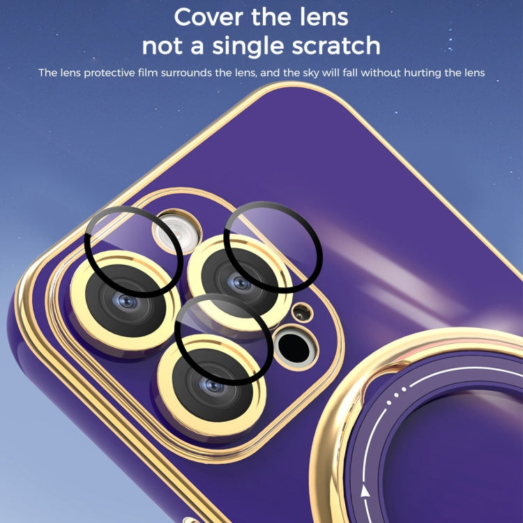For iPhone 11 Multifunction Electroplating MagSafe Holder Phone Case(Dark Purple) by buy2fix