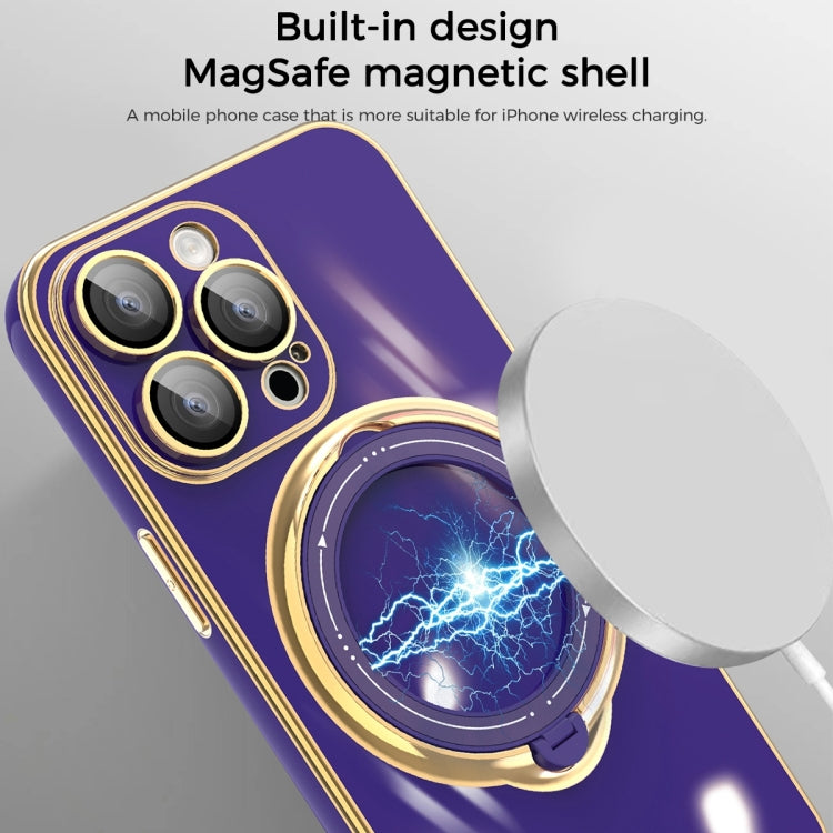 For iPhone 12 Multifunction Electroplating MagSafe Holder Phone Case(Dark Purple) by buy2fix