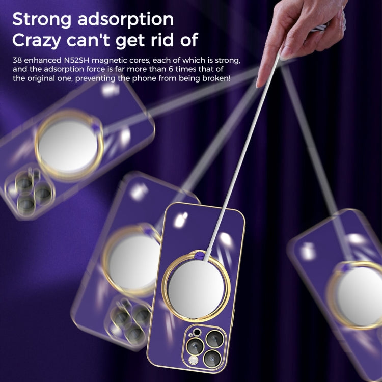 For iPhone 12 Multifunction Electroplating MagSafe Holder Phone Case(Dark Purple) by buy2fix