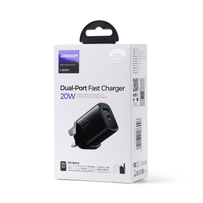 JOYROOM L-QP2011 20W USB+USB-C/Type-C Fast Charger, UK Plug(Black) - USB Charger by JOYROOM | Online Shopping UK | buy2fix