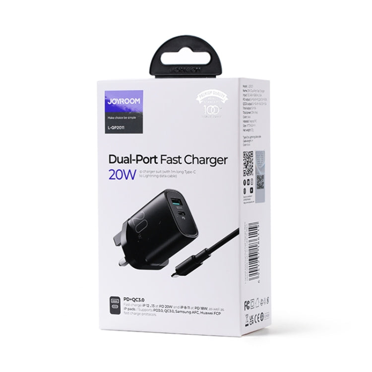 JOYROOM L-QP2011 20W USB+USB-C/Type-C Fast Charger with Cable Set, UK Plug(Black) - USB Charger by JOYROOM | Online Shopping UK | buy2fix
