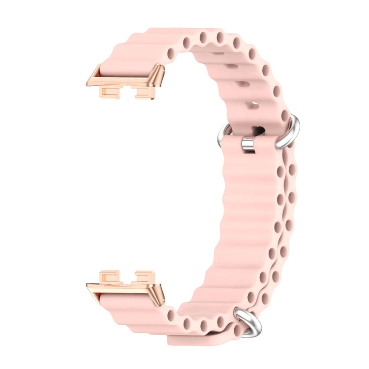 For Huawei Band 8 / 9 Mijobs Marine Silicone Breathable Watch Band(Pink+Rose Gold) - Watch Bands by MIJOBS | Online Shopping UK | buy2fix