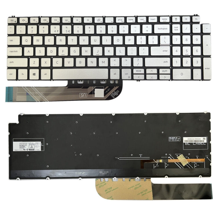 For Dell Inspiron 15 7590 / 7791 / 5584 US Version Backlight Laptop Keyboard(Silver) - Dell Spare Parts by buy2fix | Online Shopping UK | buy2fix