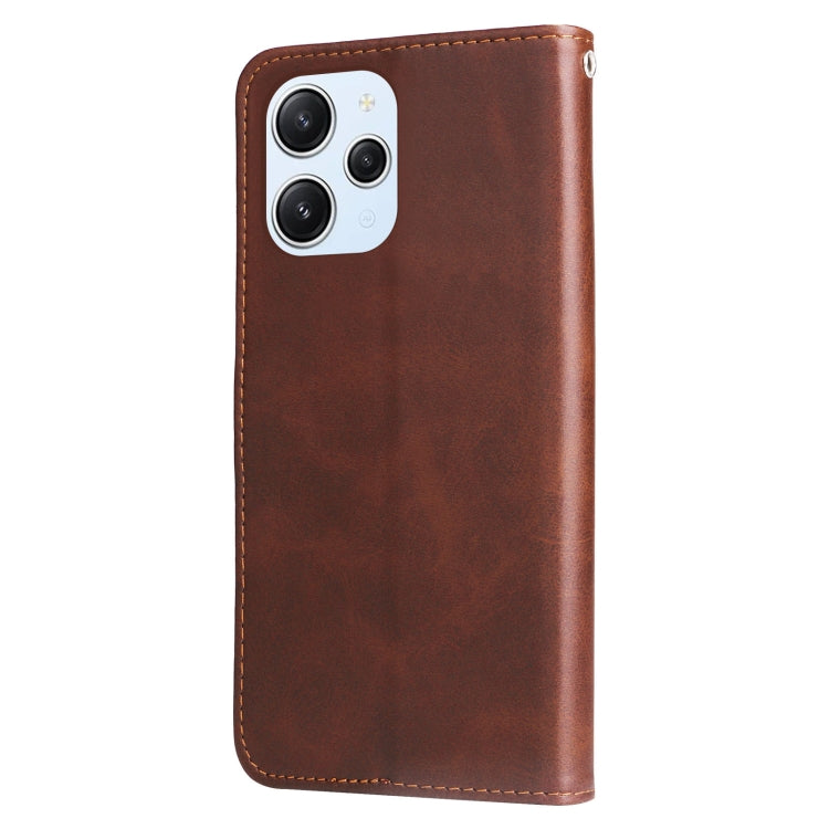 For Xiaomi Redmi 12 4G Fashion Calf Texture Zipper Leather Phone Case(Brown) by buy2fix