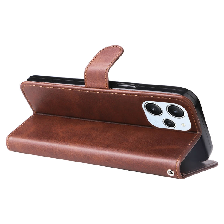 For Xiaomi Redmi 12 4G Fashion Calf Texture Zipper Leather Phone Case(Brown) by buy2fix