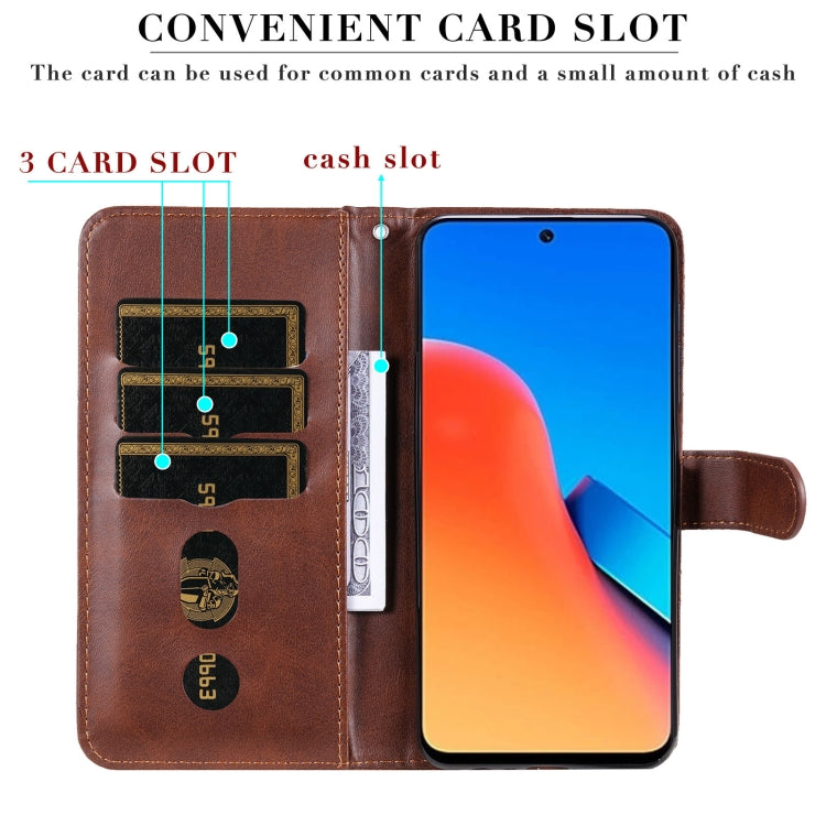 For Xiaomi Redmi 12 4G Fashion Calf Texture Zipper Leather Phone Case(Brown) by buy2fix