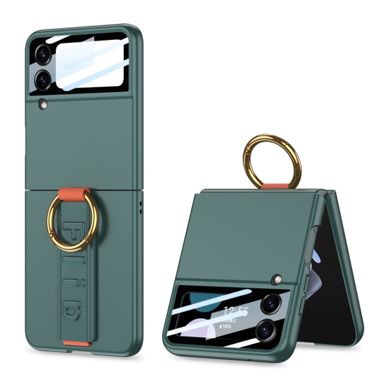 For Samsung Galaxy Z Flip3 5G GKK Integrated Ultrathin Shockproof Phone Case with Ring Wrist Strap(Green) - Galaxy Phone Cases by GKK | Online Shopping UK | buy2fix