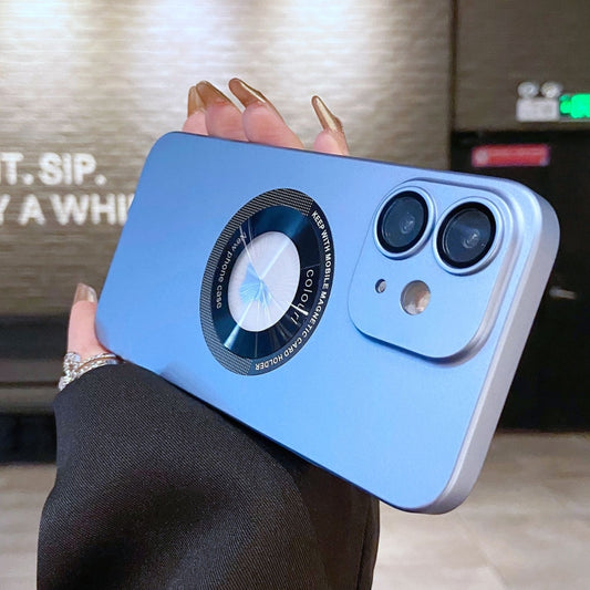 For iPhone 11 Electroplating Oil Injection Magsafe Magnetic PC Phone Case(Light Blue) by buy2fix