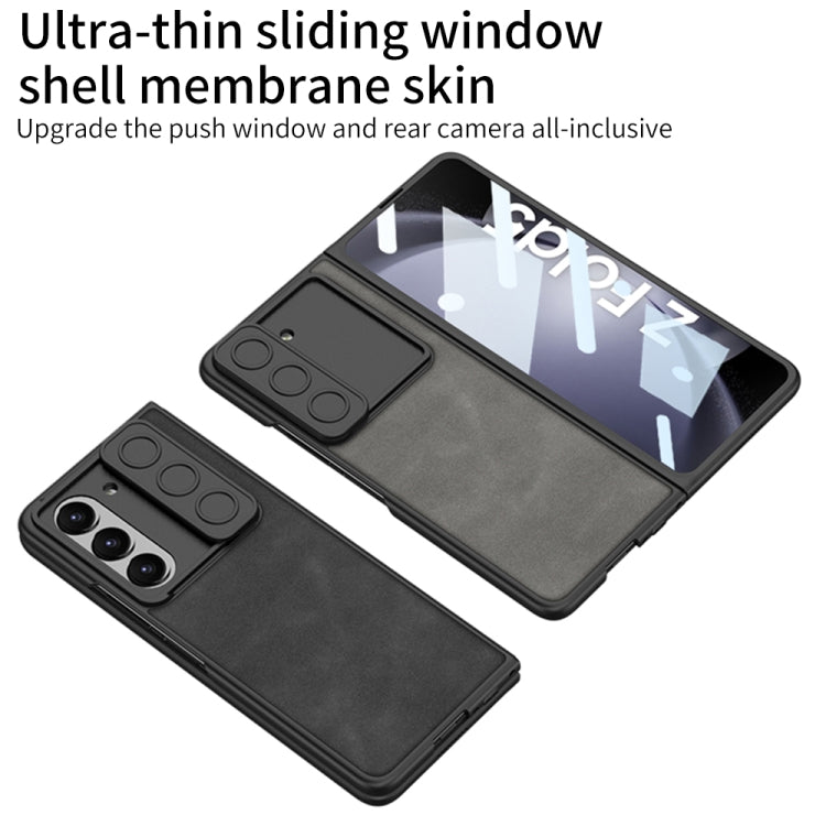 For Samsung Galaxy Z Fold5 GKK Integrated Ultra-thin Sliding Camshield Plain Leather Phone Case(Grey) - Galaxy Z Fold5 Cases by GKK | Online Shopping UK | buy2fix