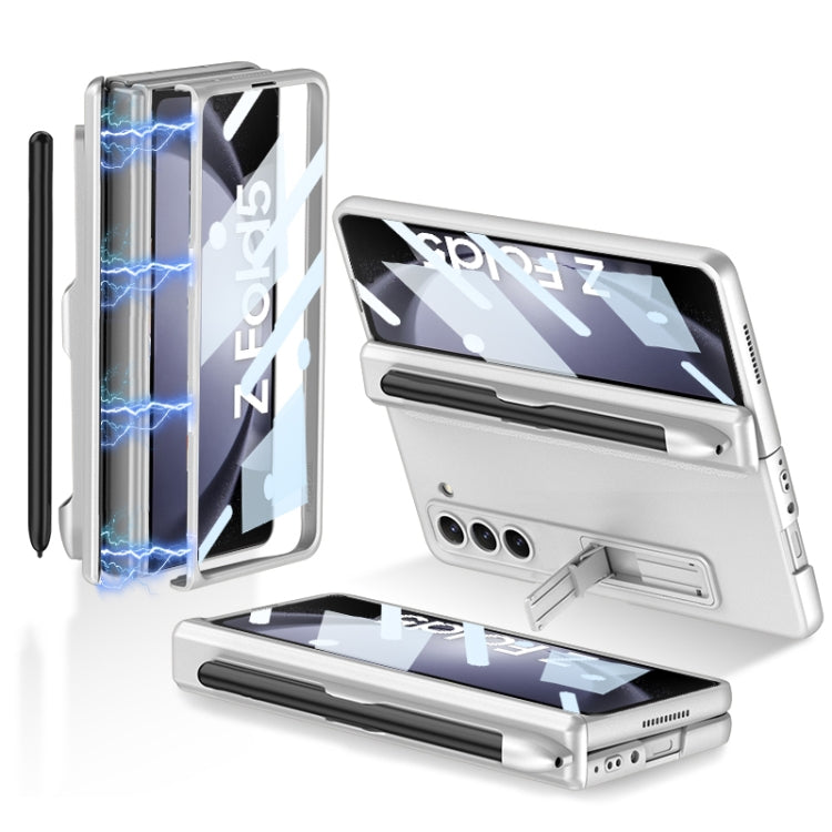For Samsung Galaxy Z Fold5 GKK Full Coverage Magnetic Fold Hinge Phone Case with Pen Slots(Silver) - Galaxy Z Fold5 Cases by GKK | Online Shopping UK | buy2fix