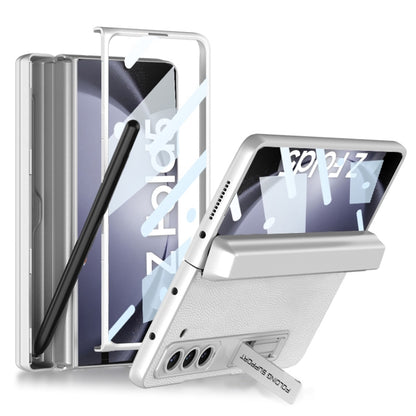 For Samsung Galaxy Z Fold5 GKK Integrated Magnetic Flip Plain Leather Phone Case with Pen Box(Silver) - Galaxy Z Fold5 Cases by GKK | Online Shopping UK | buy2fix