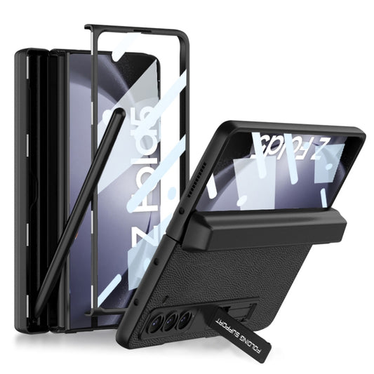 For Samsung Galaxy Z Fold5 GKK Integrated Magnetic Flip Plain Leather Phone Case with Pen Box(Black) - Galaxy Z Fold5 Cases by GKK | Online Shopping UK | buy2fix
