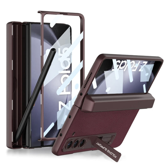 For Samsung Galaxy Z Fold5 GKK Magnetic Flip Plain Leather Phone Case with Pen Box(Wine Red) - Galaxy Z Fold5 Cases by GKK | Online Shopping UK | buy2fix