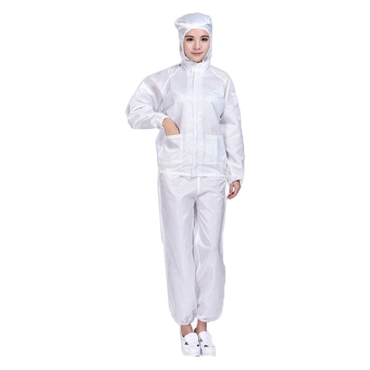 Striped Anti-static Split Hood Dust-proof Work Suit, Size:S(White)