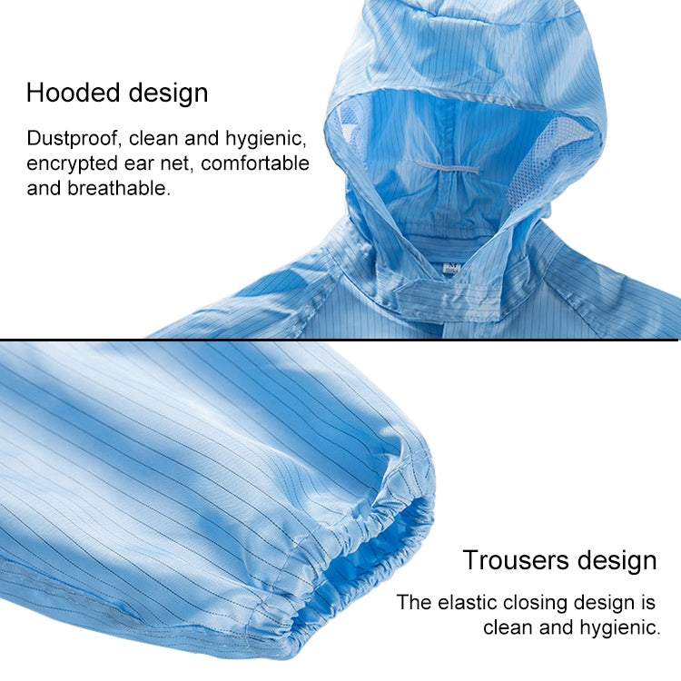 Striped Anti-static Split Hood Dust-proof Work Suit, Size:S(Blue) - Protective Clothing by buy2fix | Online Shopping UK | buy2fix