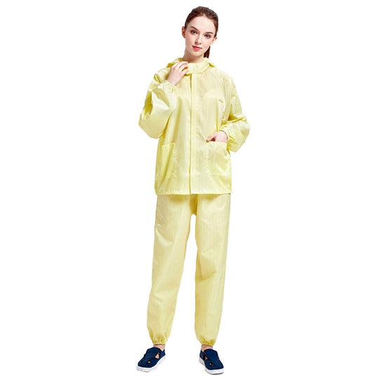 Striped Anti-static Split Hood Dust-proof Work Suit, Size:S(Yellow)