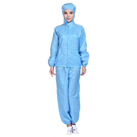Striped Anti-static Split Hood Dust-proof Work Suit, Size:M(Blue)