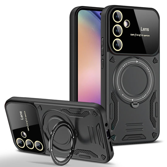 For Samsung Galaxy A54 5G Large Window MagSafe Holder Phone Case(Black)