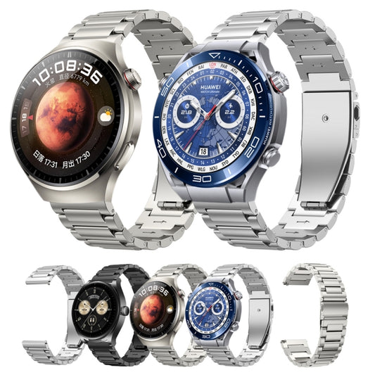 22mm Three Strains Jump Buckle Titanium Metal Watch Band(Silver) by buy2fix